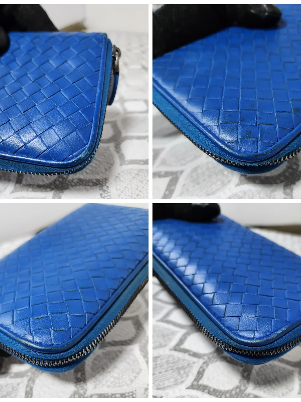 Bottega Veneta Zip-Around Intrecciato Weave Continental Wallet Blue